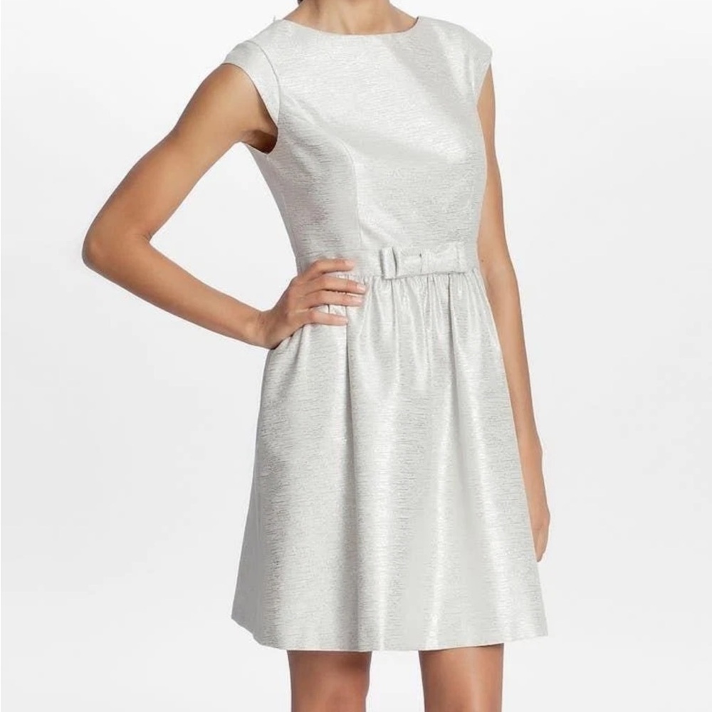 Cynthia Steffe Silver Metallic Fit & Flare Cocktail Dress size 8